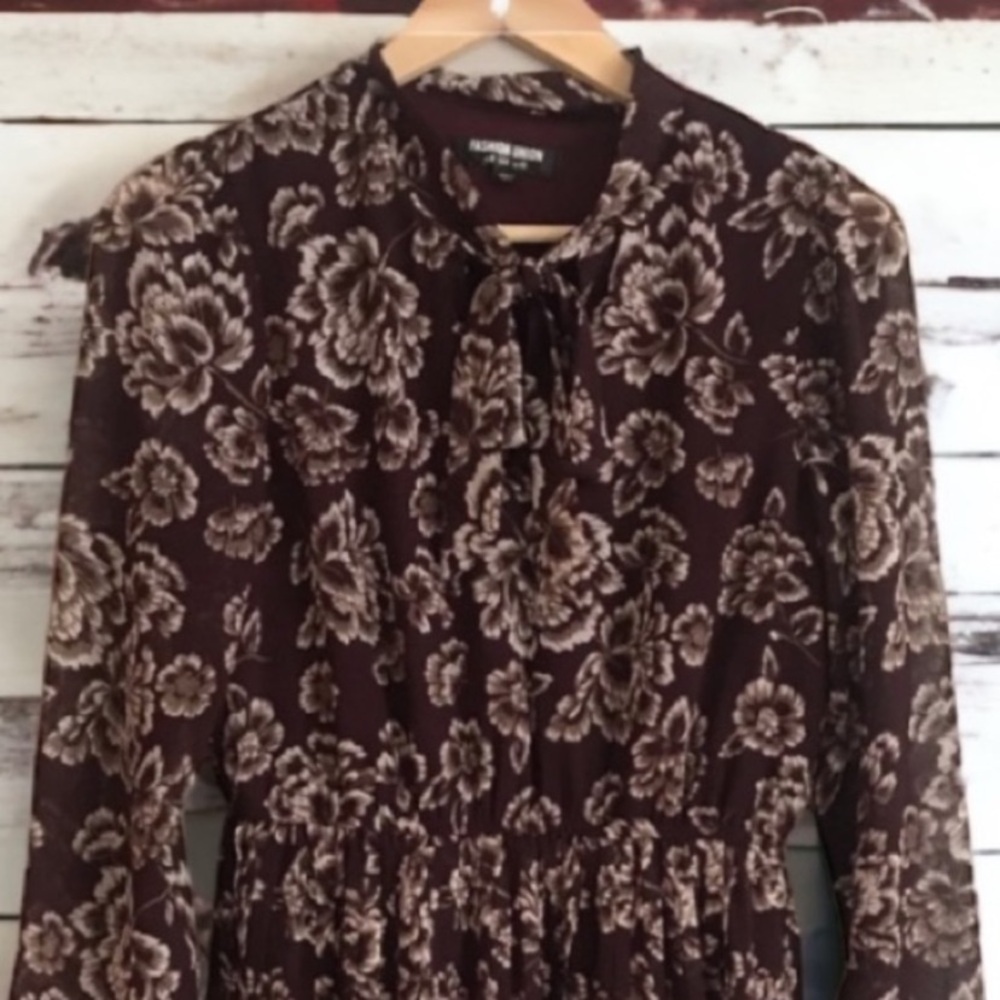 Fashion Union Elegant Floral Long Sleeve Dress - Picture 11 of 16